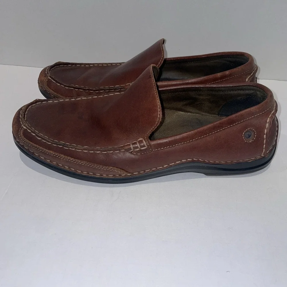 Rockport Mens K52602 Brown Leather Slip On Loafers Size 10M Comfort Moc Toe